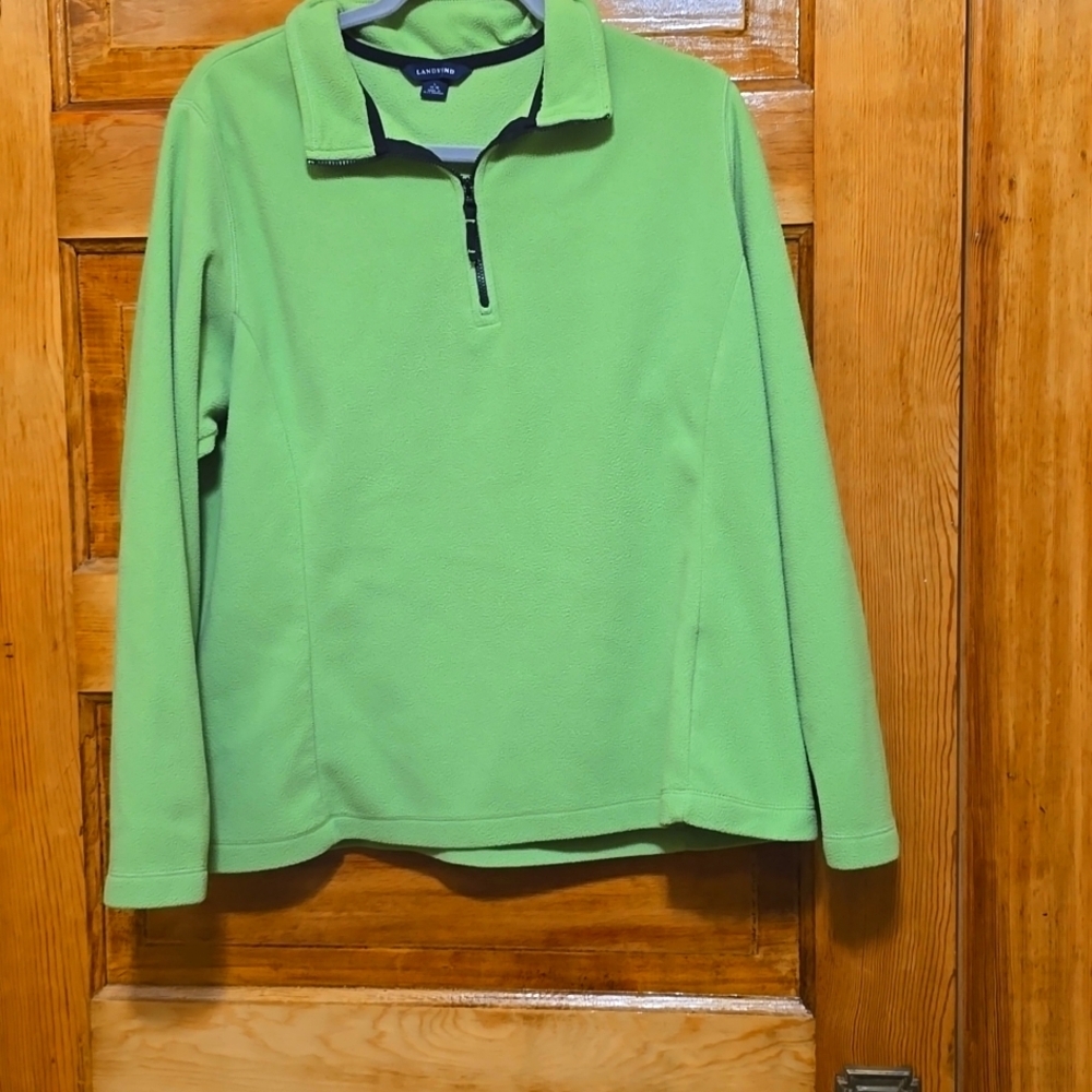 Lands End Lime Green  Pullover Fleece L